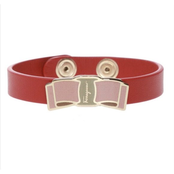 Salvatore Ferragamo Jewelry - Ferragamo Red Leather FERRAGAMO BRACELET WITH LOGO New In Box